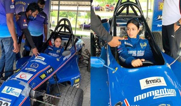 Nivetha-pethuraj-trains-for-car-race