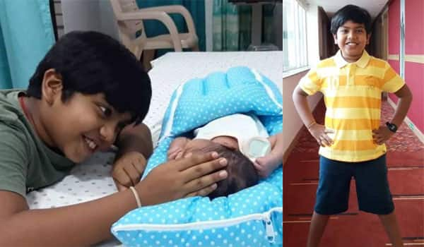 Master-Ashwanth-welcomes-his-baby-brother