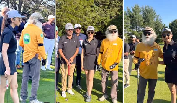 Rakul-preet-singh-play-golf-with-Sadhguru