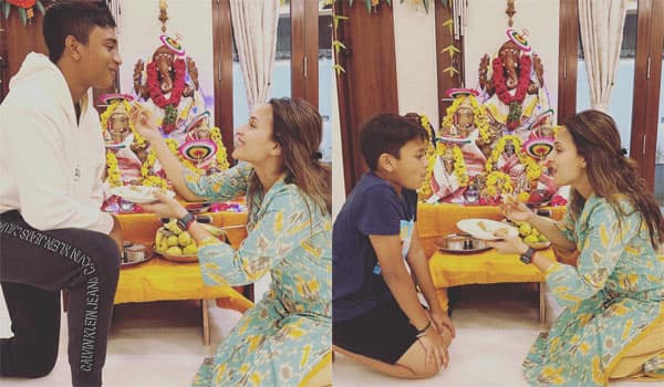 Aishwarya-Rajini-celebrated-Vinayagar-chaturti-with-her-sons