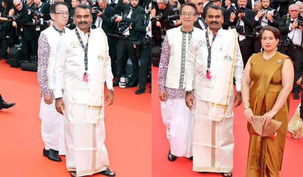 Cannes-Film-Festival-begins:-Union-Minister-L.Murugan-participates-in-Dhoti-and-shirt