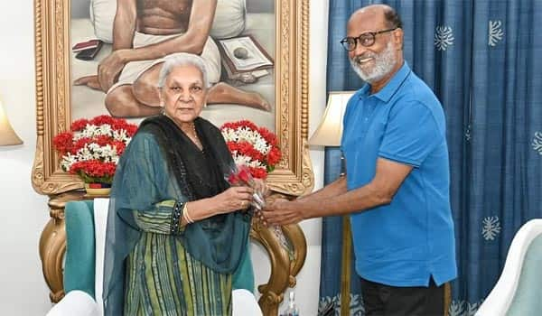 Rajinikanth-pays-visit-to-UP-Governor-Anandiben-Patel-ahead-of-'Jailer'-screening