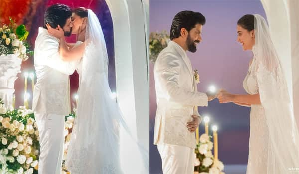 Christian-wedding-:-Keerthy-Suresh-and-Antony-in-a-shower-of-kisses