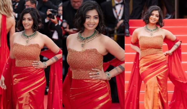Kannada-actress-who-wore-a-Kanchipuram-saree-at-the-Cannes-Film-Festival