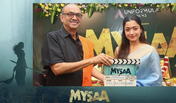 Rashmikas-Mysaa-shoot-begins-with-a-pooja