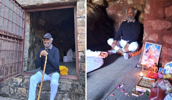 Rajinikanth-meditates-and-worships-at-Babajis-cave