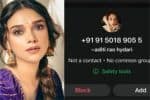 அதிதி ராவ் ஹைதரி பெயரில் வாட்ஸ்அப்பில் மோசடி ; நடிகை எச்சரிக்கை