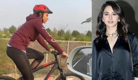 சைக்கிளில் படப்பிடிப்புக்கு வரும் ரகுல் பிரீத் சிங்