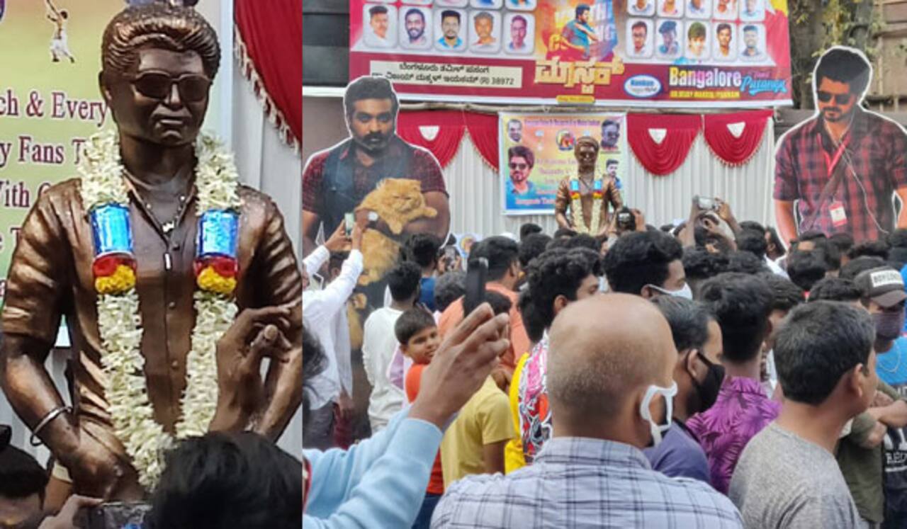 விஜய்க்கு சிலை வைத்த கர்நாடக ரசிகர்கள்