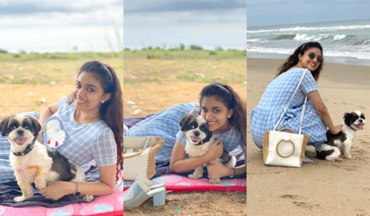 செல்ல நாய் குட்டியுடன் கீர்த்தி சுரேஷ் நடத்திய போட்டோசூட்