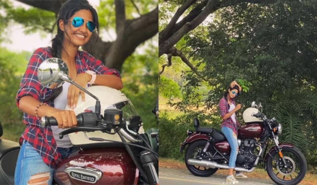 ராயல் என்பீல்டில் அதிரடி காட்டும் கீர்த்தி பாண்டியன்