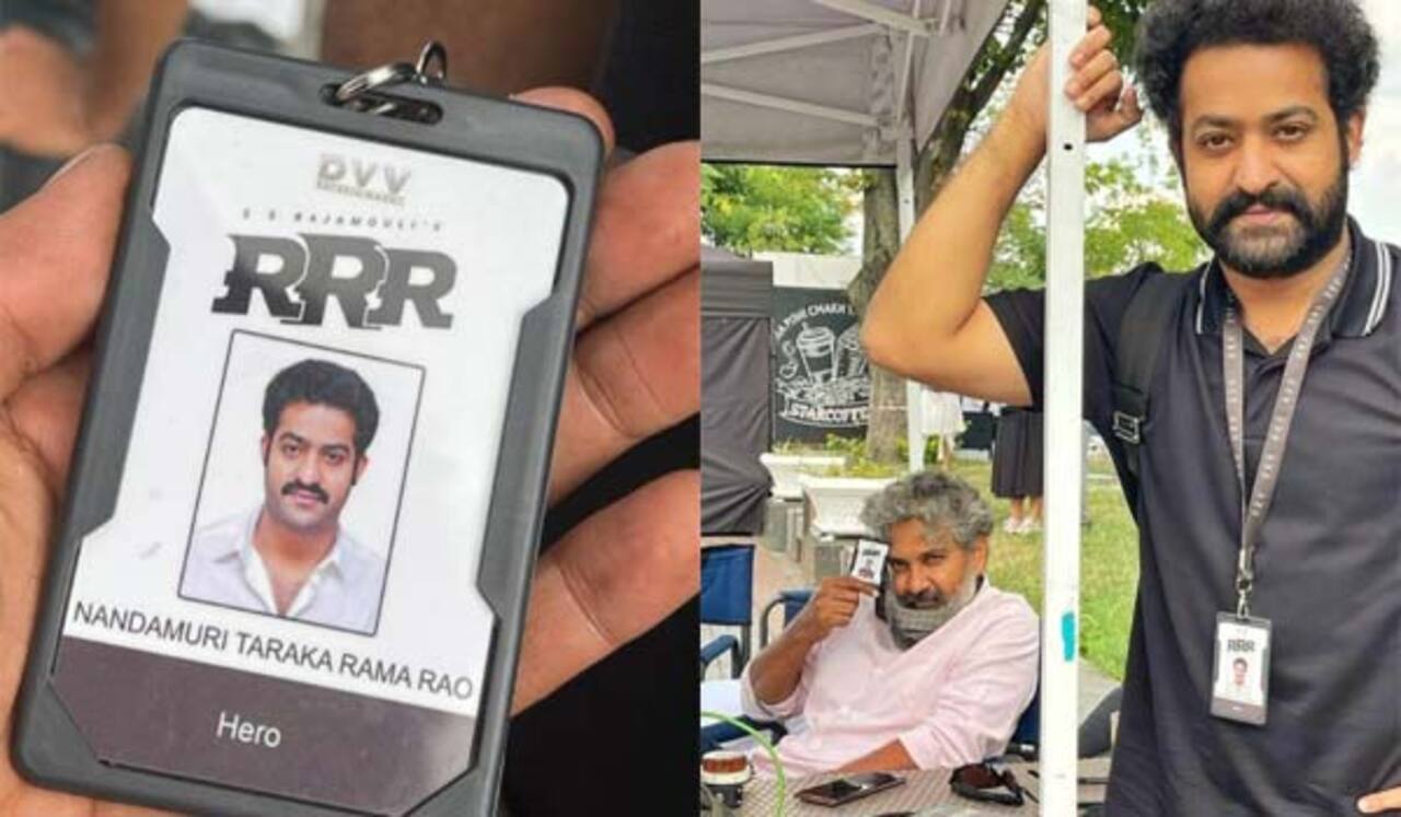 ஆர்ஆர்ஆர் படப்பிடிப்பில் ஐ.டி கார்டு அணிந்துள்ள ஜுனியர் என்டிஆர்