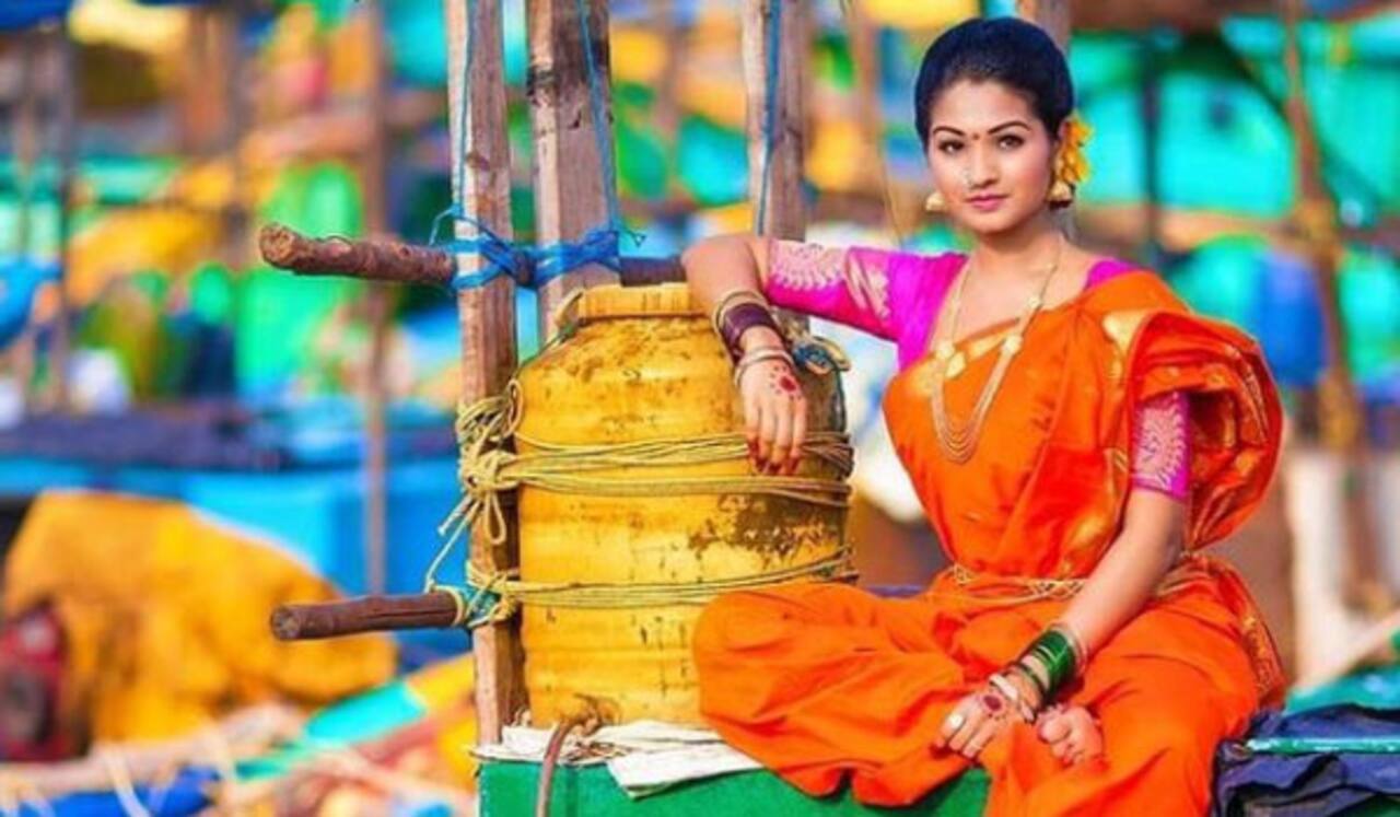 மராத்தி பெண் கெட்டப்பில் சரண்யா