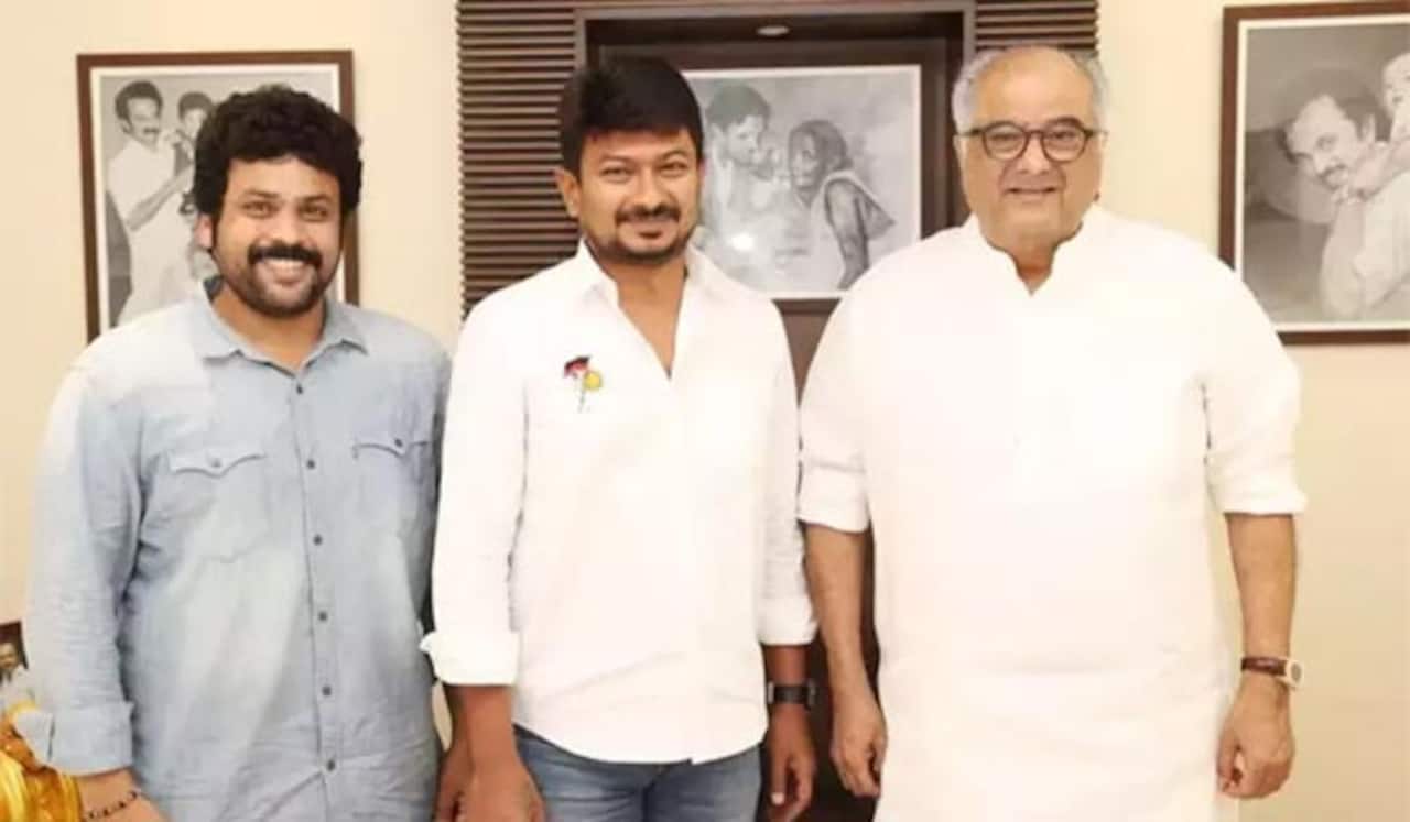 உதயநிதிக்கு நேரில் பிறந்தநாள் வாழ்த்து தெரிவித்த போனிகபூர்