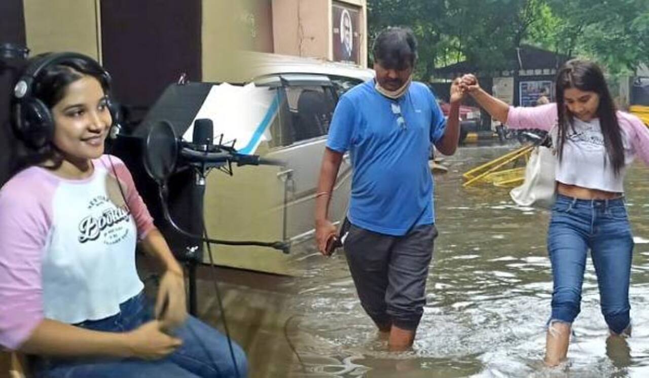 அடாது மழையிலும் விடாமல் டப்பிங் செய்த சாக்சி அகர்வால்