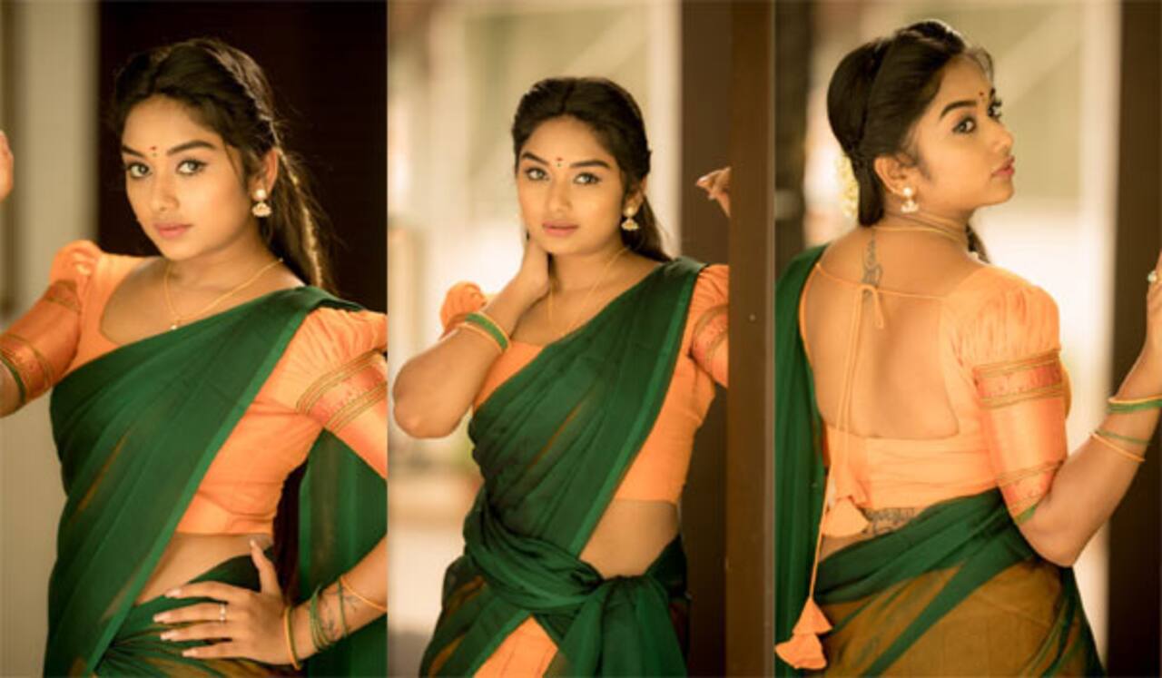 பச்சை தாவணியில் ப்ரீத்தி ஷர்மா - க்யூட் போட்டோஸ் வைரல்