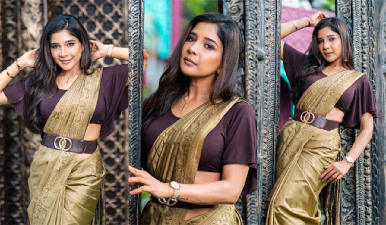 சூப்பரான காஸ்டியூமில் அசத்தலான போட்டோஷூட் நடத்திய சாக்ஷி அகர்வால்