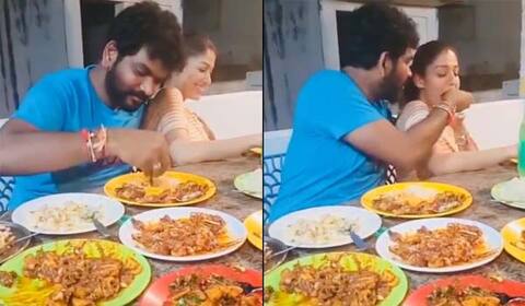 நயன்தாராவுக்கு சாப்பாடு ஊட்டிவிடும் விக்னேஷ் சிவன்