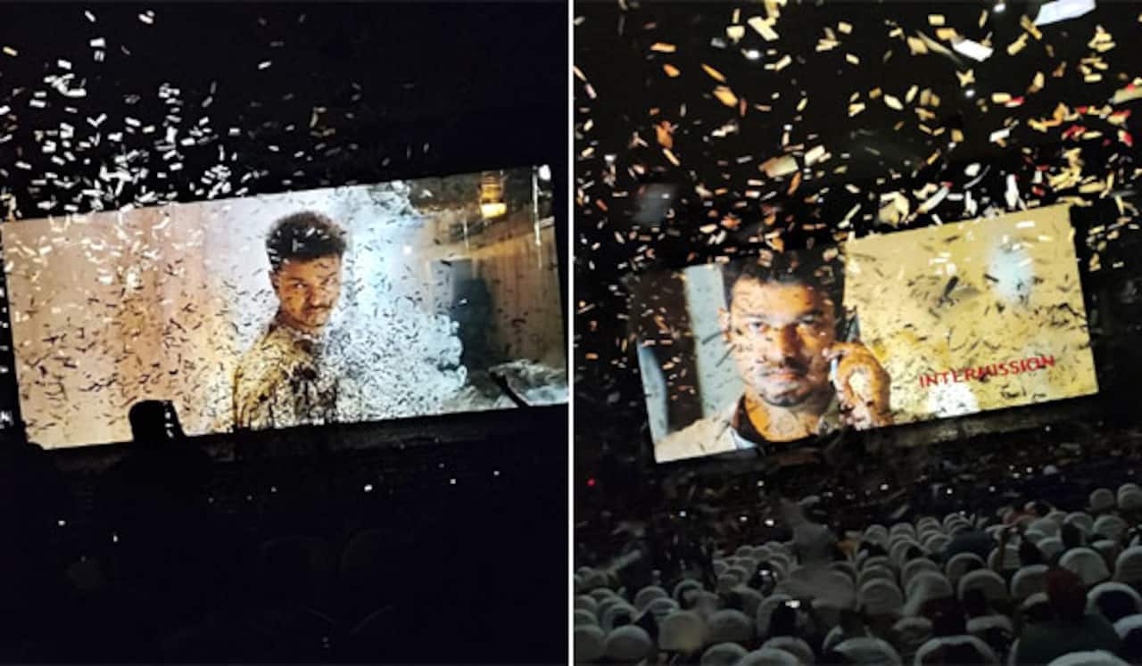 விஜய் பிறந்தநாளை துப்பாக்கி திரையிட்டு கொண்டாடிய தெலுங்கு ரசிகர்கள்