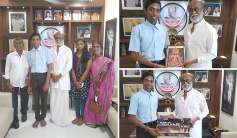 வாழ்த்து பெற்ற பிரக்ஞானந்தாவுக்கு ரஜினி கொடுத்த பரிசு
