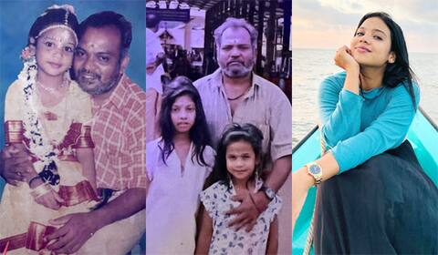 குழந்தைப் பருவத்தில் அப்பாவுடன் நிற்கும் போட்டோ : ஸ்ரீநிதி உருக்கம்