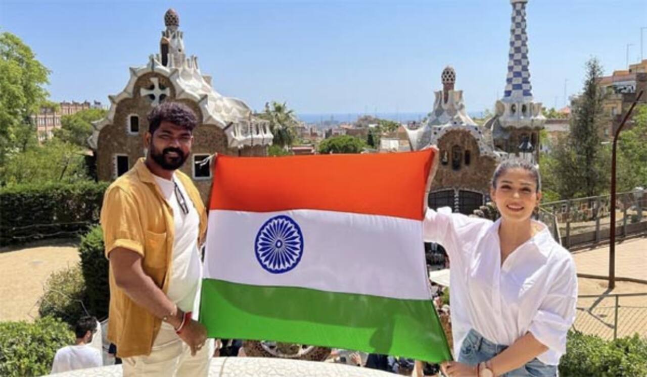 ஸ்பெயின் நாட்டில் இந்திய தேசியக் கொடியை பறக்க விட்ட நயன்தாரா -விக்னேஷ் சிவன்