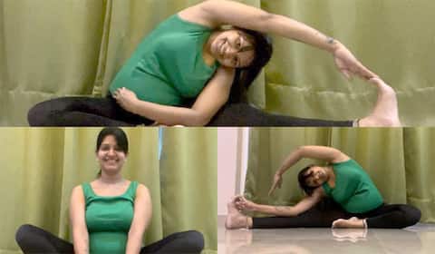 கர்ப்பமான வயிறுடன் கஷ்டமான யோகாசனங்களை செய்யும் ஆனந்தி