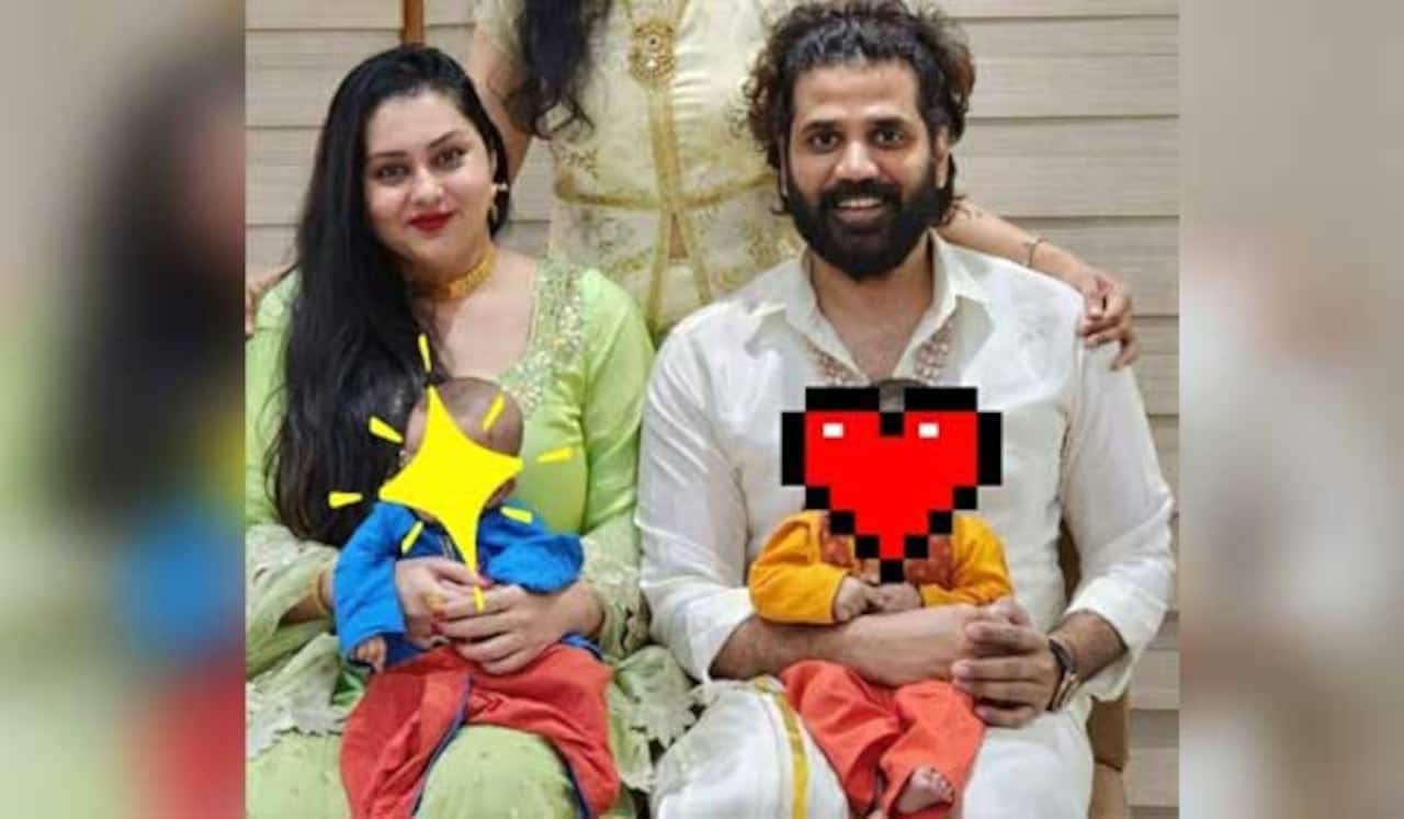 இரட்டைக் குழந்தைகளுக்கு சூரத்தில் பெயர் சூட்டு விழா நடத்திய நமீதா!