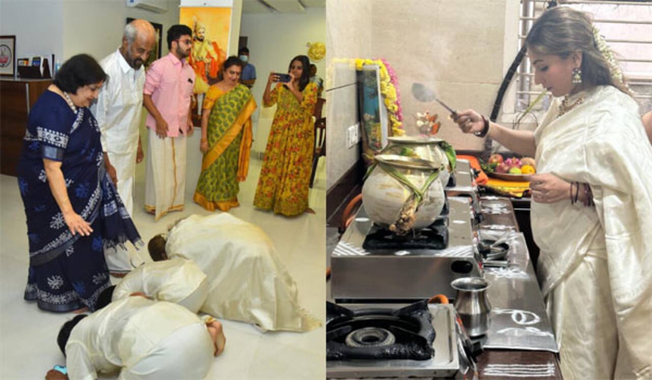 பெற்றோரிடம் மகன்களுடன் ஆசீர்வாதம் வாங்கிய ஐஸ்வர்யா ரஜினிகாந்த்