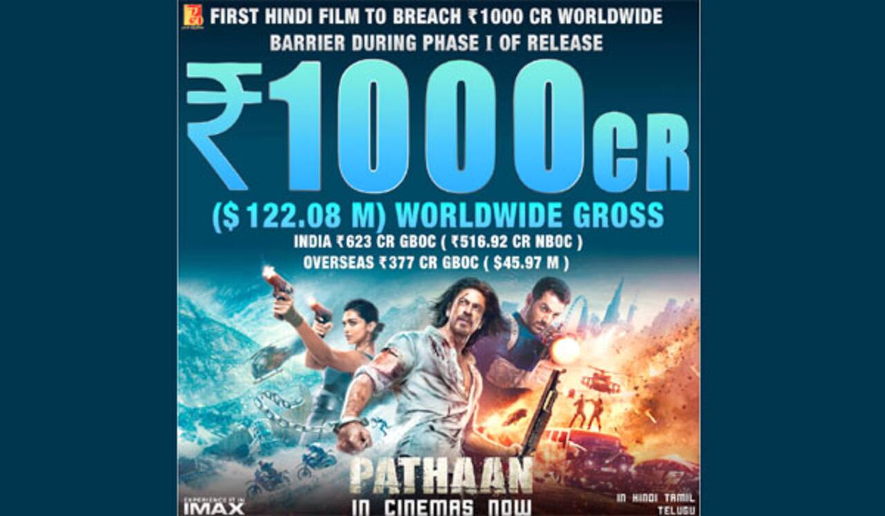 ரூ.1000 கோடி வசூலைக் கடந்த பதான்