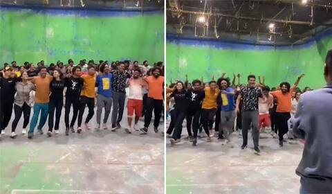 ராம் சரண் முன் நாட்டு நாட்டு நடனமாடிய பிரபுதேவா குழு