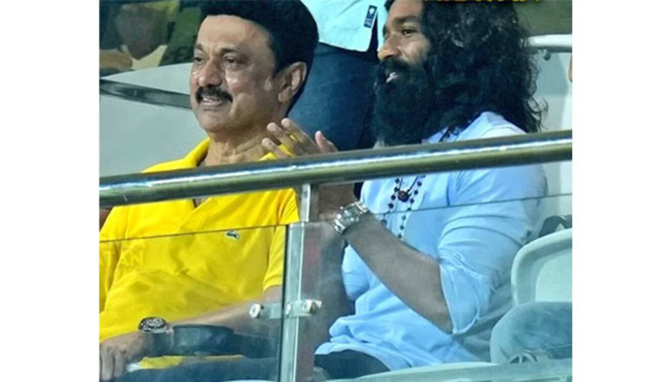 முதல்வருடன் கிரிக்கெட் போட்டியை ரசித்த தனுஷ்