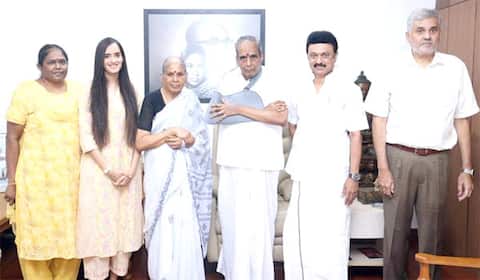 ஏவிஎம் சரவணன் இல்லத்திற்கு சென்று நலம் விசாரித்த முதல்வர் ஸ்டாலின்