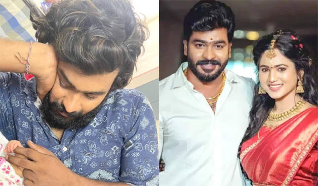 குட்டி கண்மணியை கொஞ்சி மகிழும் நவீன்