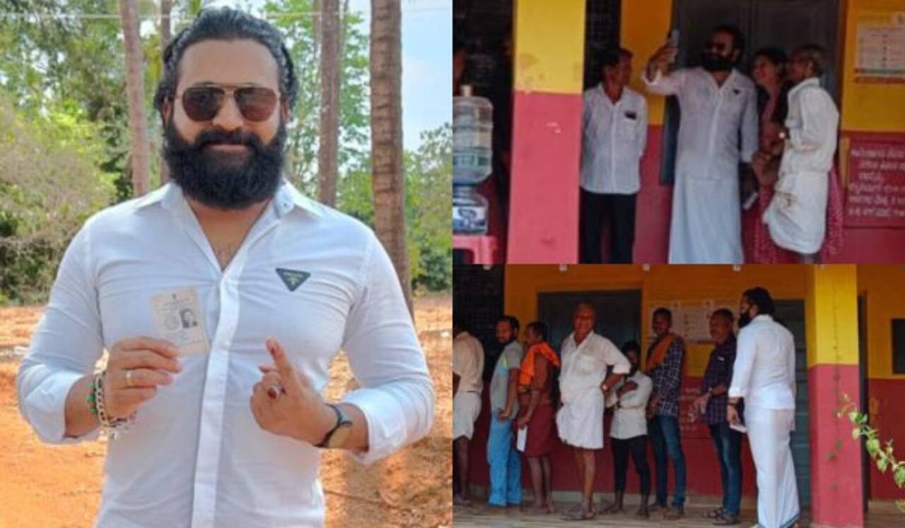 வரிசையில் நின்று ஓட்டளித்த ரிஷப் ஷெட்டி