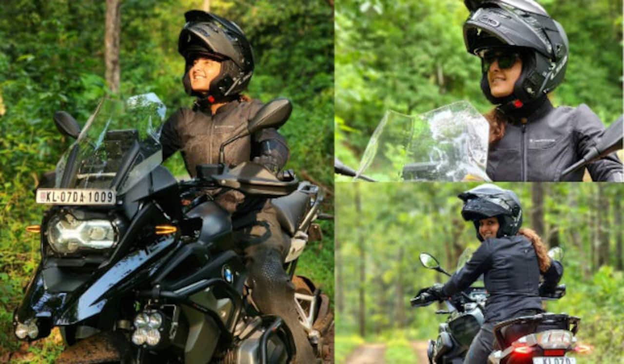 பிஎம்டபிள்யூ பைக்கில் ரைடு கிளம்பிய மஞ்சு வாரியர்
