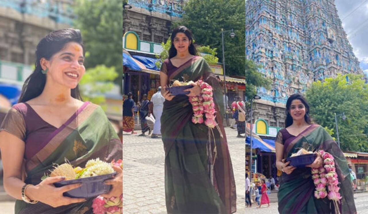மதுரை மீனாட்சி அம்மன் கோயிலில் சாமி தரிசனம் செய்த திவ்யா பாரதி