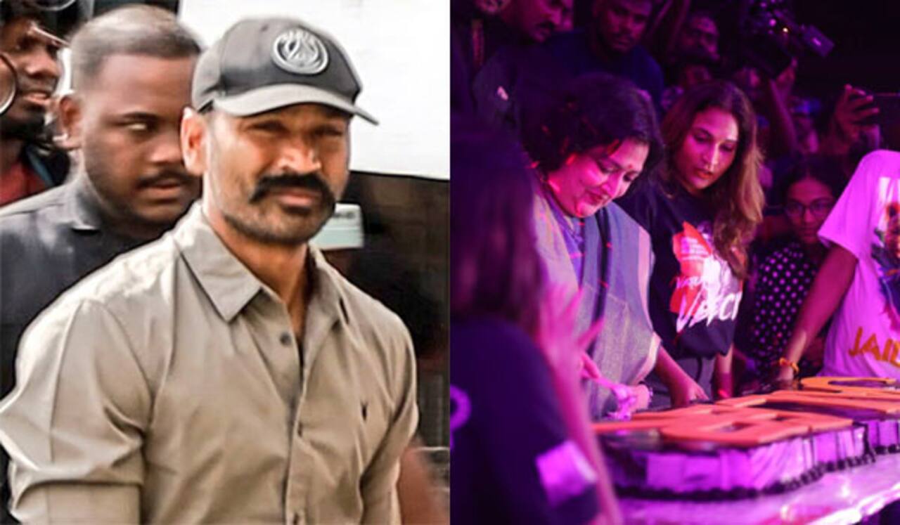 ‛ஜெயிலர் கொண்டாட்டம் : கொண்டாடிய ரஜினி குடும்பத்தினர் ; தனியாக ரசித்த தனுஷ்