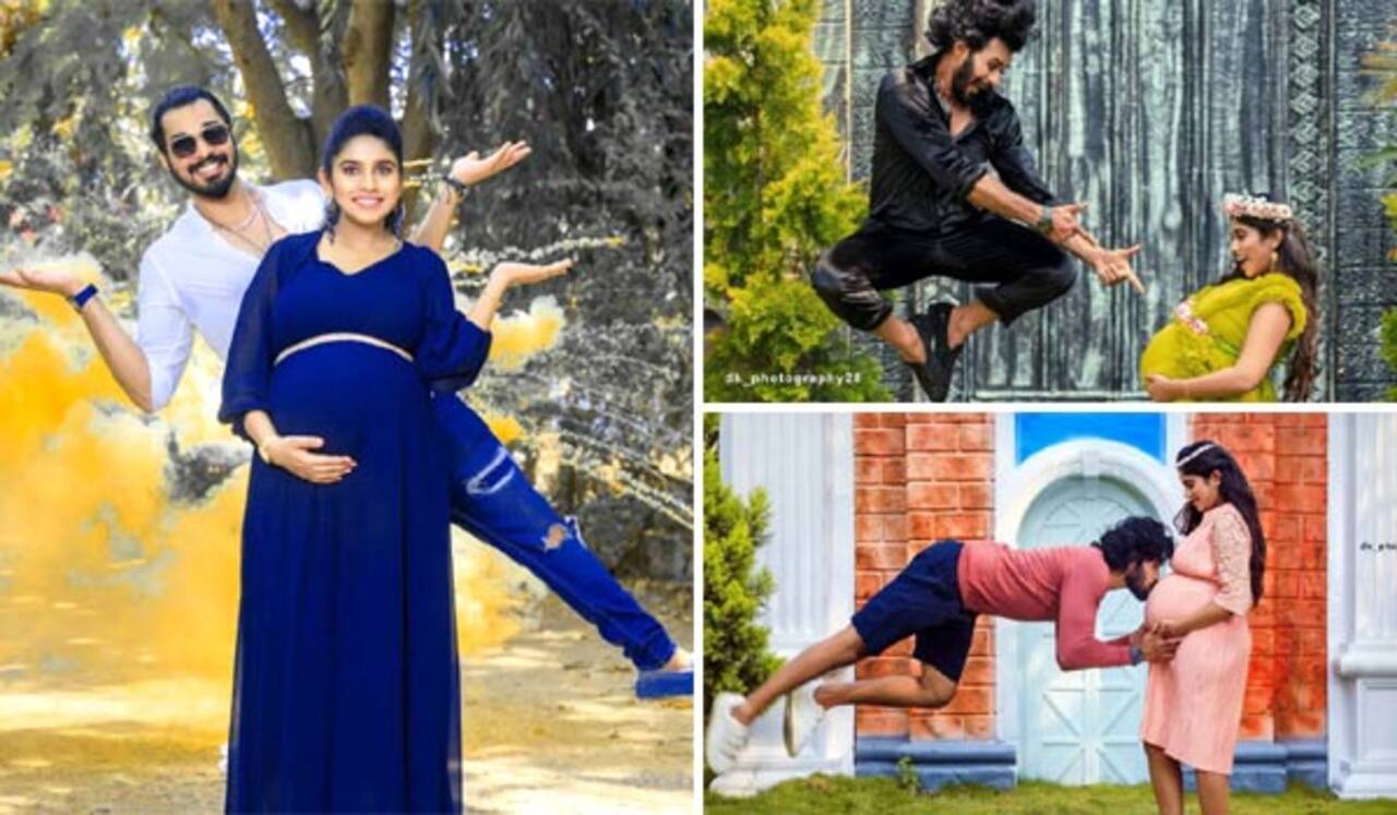 துள்ளி துள்ளி போட்டோ எடுத்த புவியரசு :  வைரலாகும் மெட்டர்னெட்டி போட்டோஷூட்