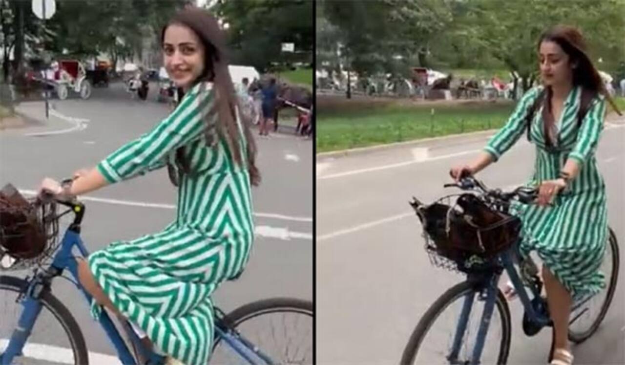 நியூயார்க்கில் சைக்கிள் ரைடு சென்ற திரிஷா!