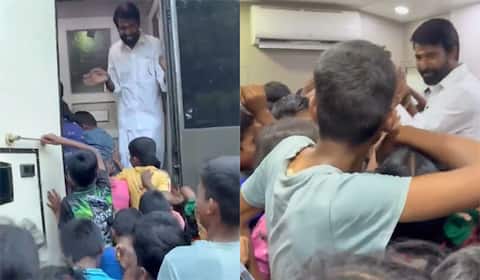 குட்டீஸ்களை கேரவனுக்குள் அனுமதித்து மகிழ்ந்த சூரி