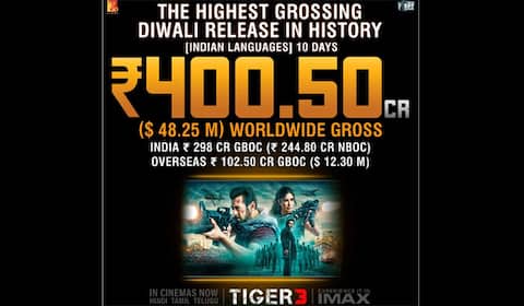 10 நாட்களில் உலகளவில் ரூ.400 கோடி வசூலை எட்டிய டைகர் 3