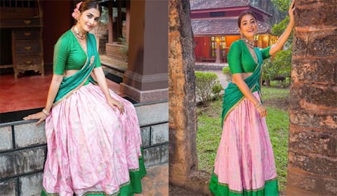 பாவாடை தாவணியில்….. பீஸ்ட் பூஜா ஹெக்டேவா இது ?