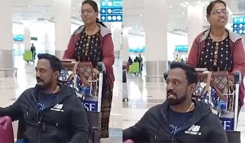 கவுண்டமணி பாணியில் ஏர்போர்ட்டில் புலம்பிய ரோபோ சங்கர்