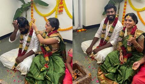 மணமகனின் கழுத்தில் தாலி கட்டிய கவுரி கிஷன்!