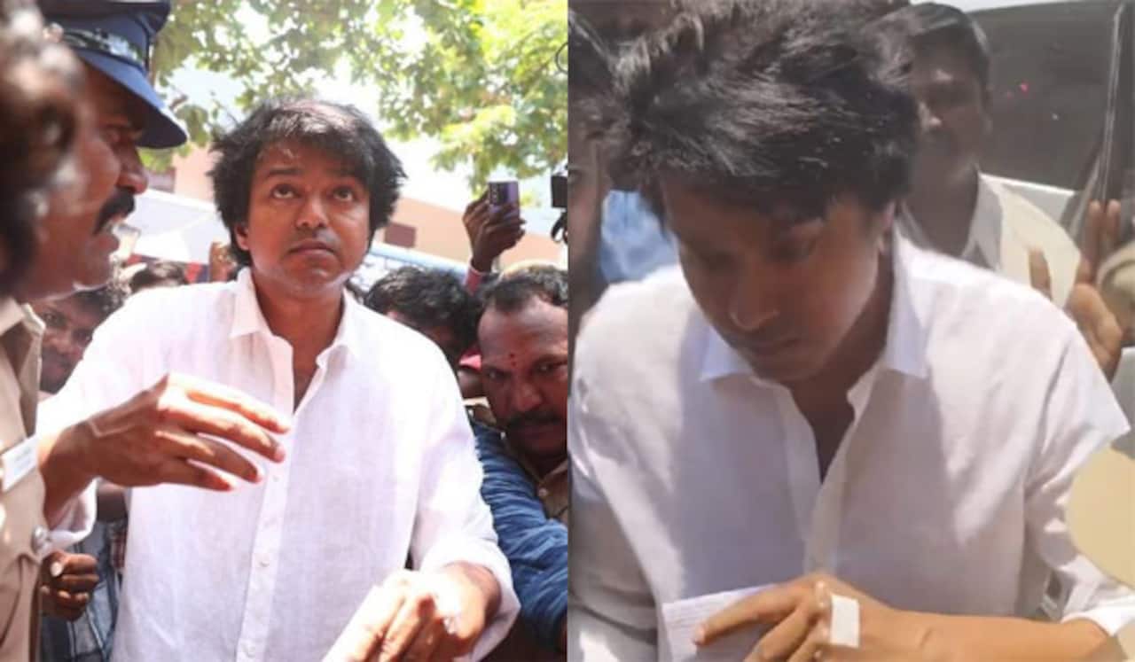 ஓட்டளிக்க வந்த விஜய் கையில் காயம்