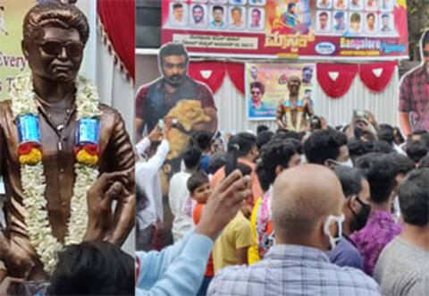 விஜய்க்கு சிலை வைத்த கர்நாடக ரசிகர்கள்