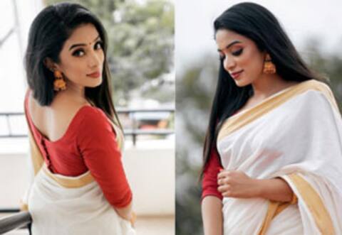 கேரளா ஸ்டைலில் அழகு கொஞ்சும் விஜே தியா மேனன்!