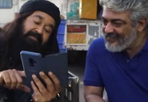 மோகன்லாலை சந்தித்த அஜித் : வீடியோ வைரல்