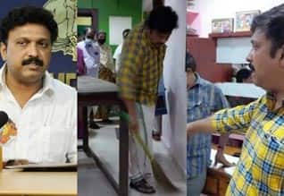 அரசு மருத்துவமனையை பெருக்கி சுத்தப்படுத்திய எம்எல்ஏ நடிகர்